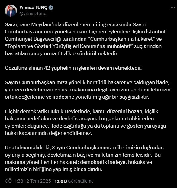 Saraçhane’deki alçak provokasyona tepki çığ gibi: Başkan Recep Tayyip Erdoğan’a hakaret ettiler!
